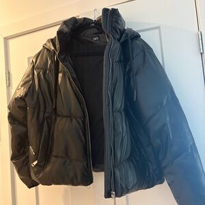Zara women’s faux leather Puffer bomber